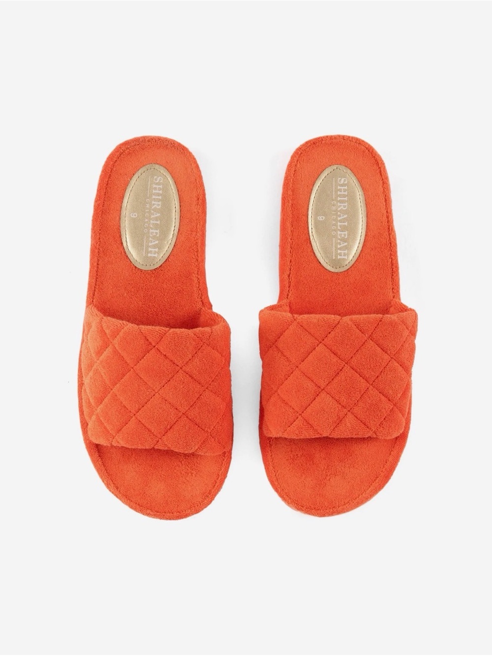 🔘Shiraleah Orange Quilted Slide Sandals